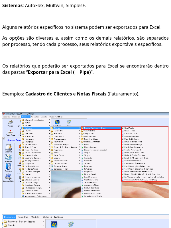 Exportar Relatórios para Excel