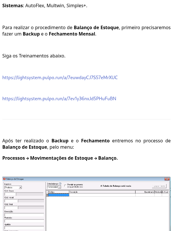 Balanço de Estoque