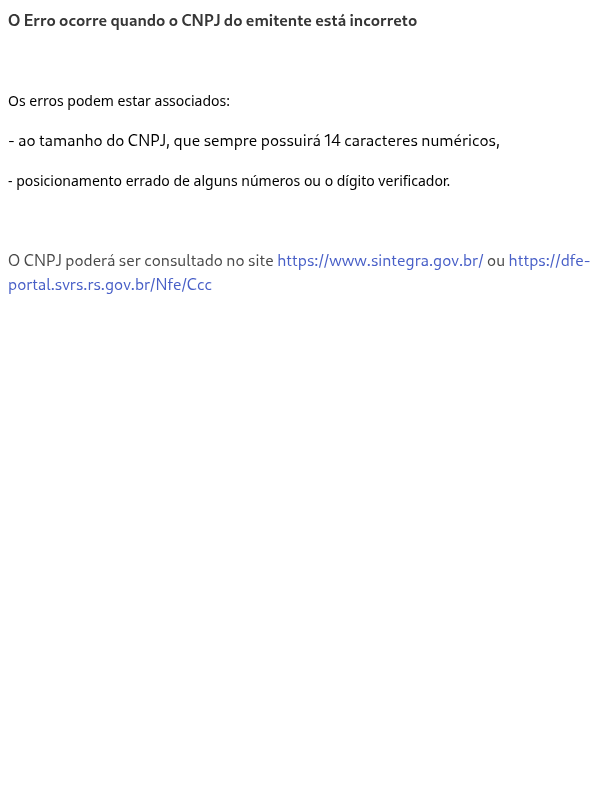207 - Rejeição: CNPJ do emitente inválido