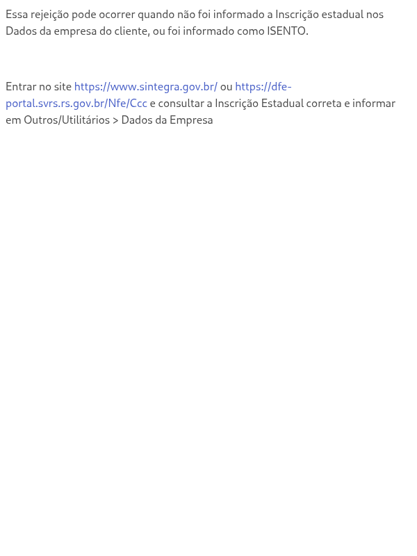 	229 - Rejeição: IE do emitente não informada