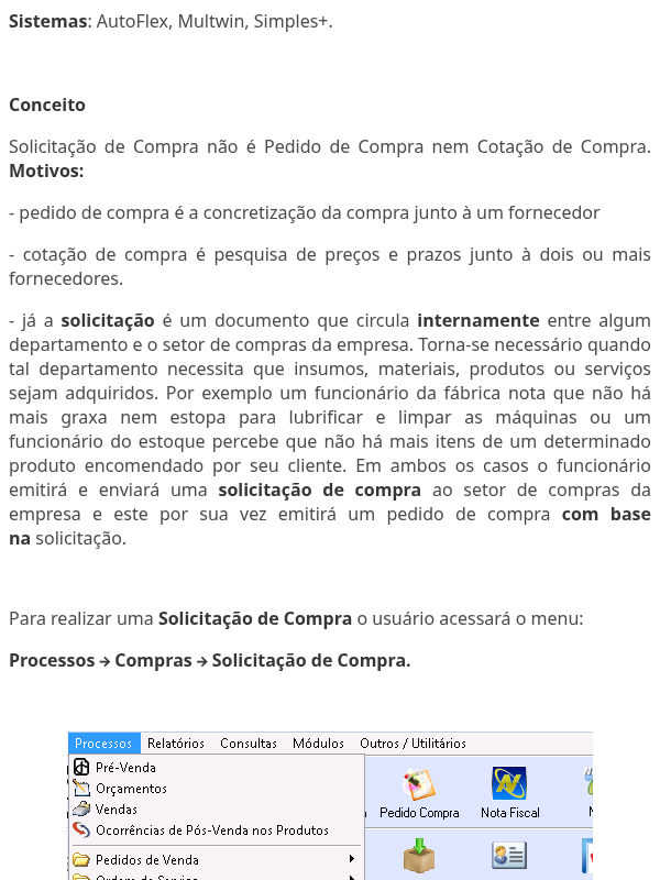 Processo de Solicitação de Compras