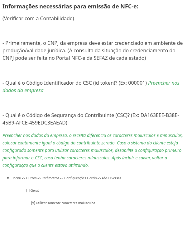 Emissão NFC-e (Nota Fiscal de Consumidor Eletrônica)