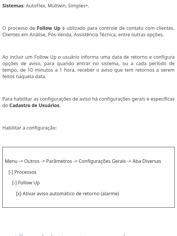 Processo de Follow Up