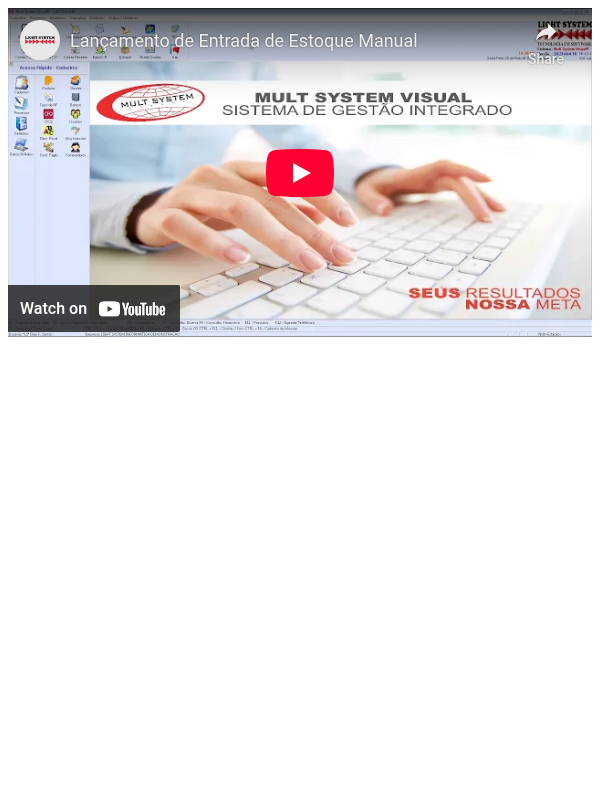 VÍDEO: Lançamento Manual de Entrada de Estoque