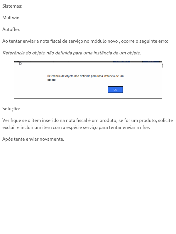 NFSe- Erro ao Enviar Nota fiscal de Serviço