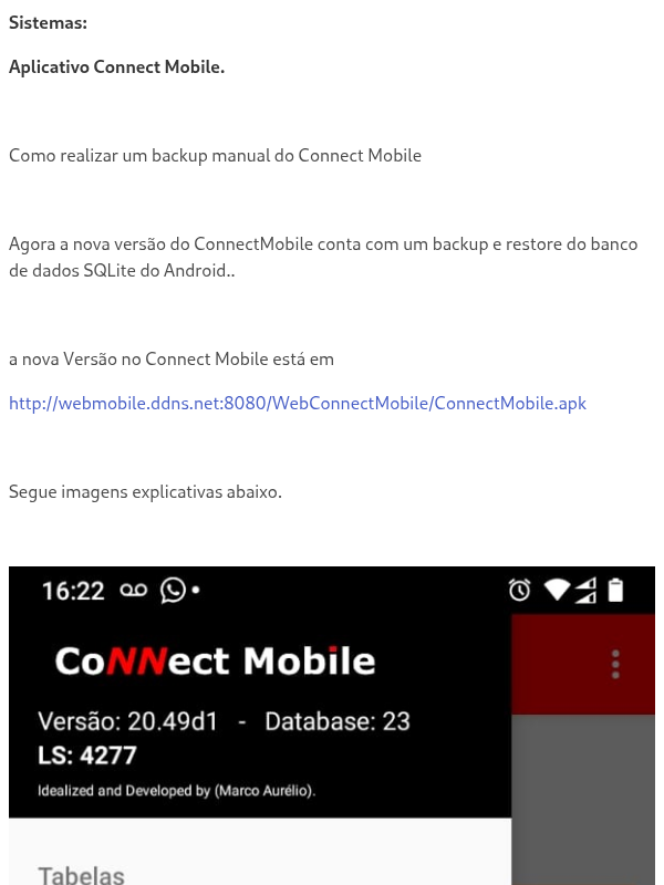 Connect Mobile -Fazer Backup e Restaurar Backup "Cliente" 
